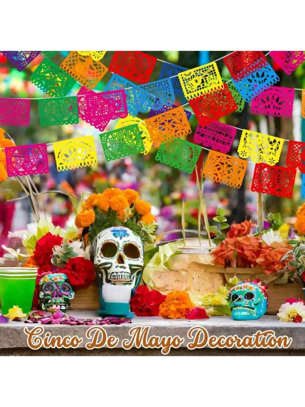 20 Pack Papel Picado Banners | Mexican Fiesta Decor for Cinco de Mayo Party